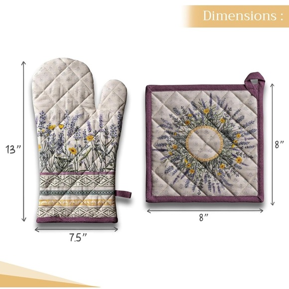 Maison d' Hermine 100% Cotton Oven Mitt & Pot Holder Set - Picture 3 of 11